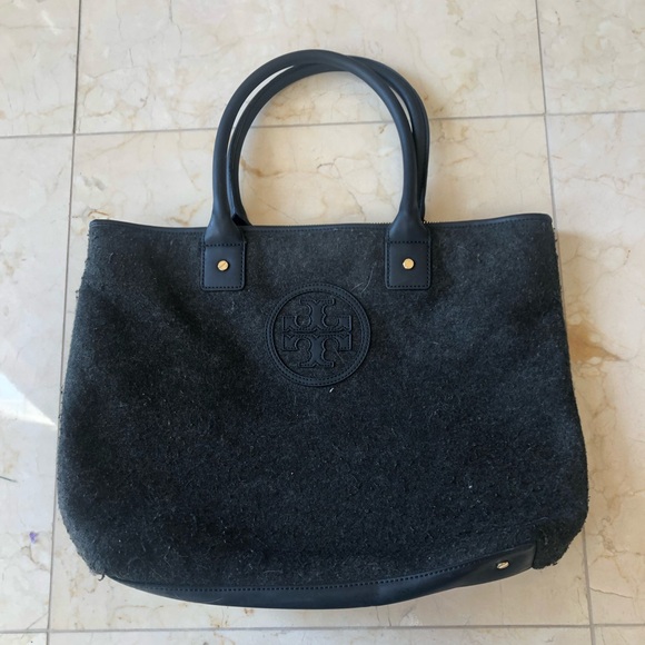 Tory Burch Dark Gray Wool Tote Bag - Picture 1 of 4